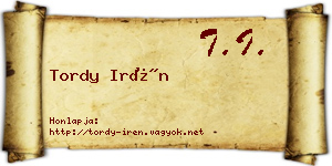 Tordy Irén névjegykártya